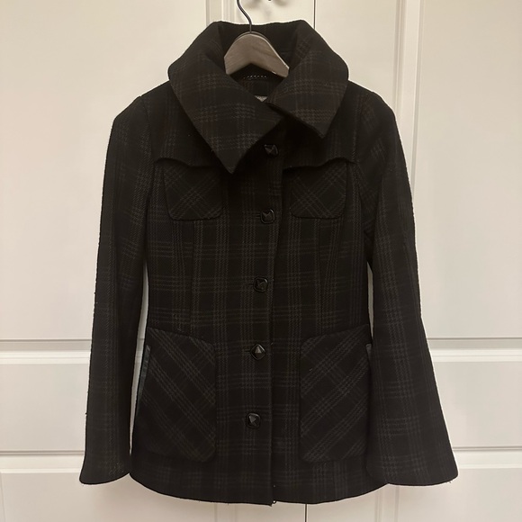 Mackage Black Wool tailored Jackets - sz Small with leather accents - Picture 2 of 8